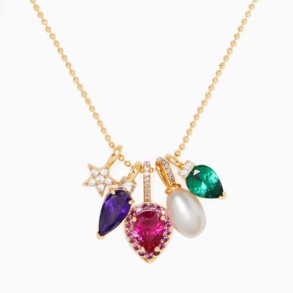 Kate Spade Light Up The Room Holiday Light Necklace ✨ + KS pink jewelry pouch - Picture 7 of 8